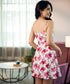 Vneck Printed Spaghetti Waistless Cream Dress